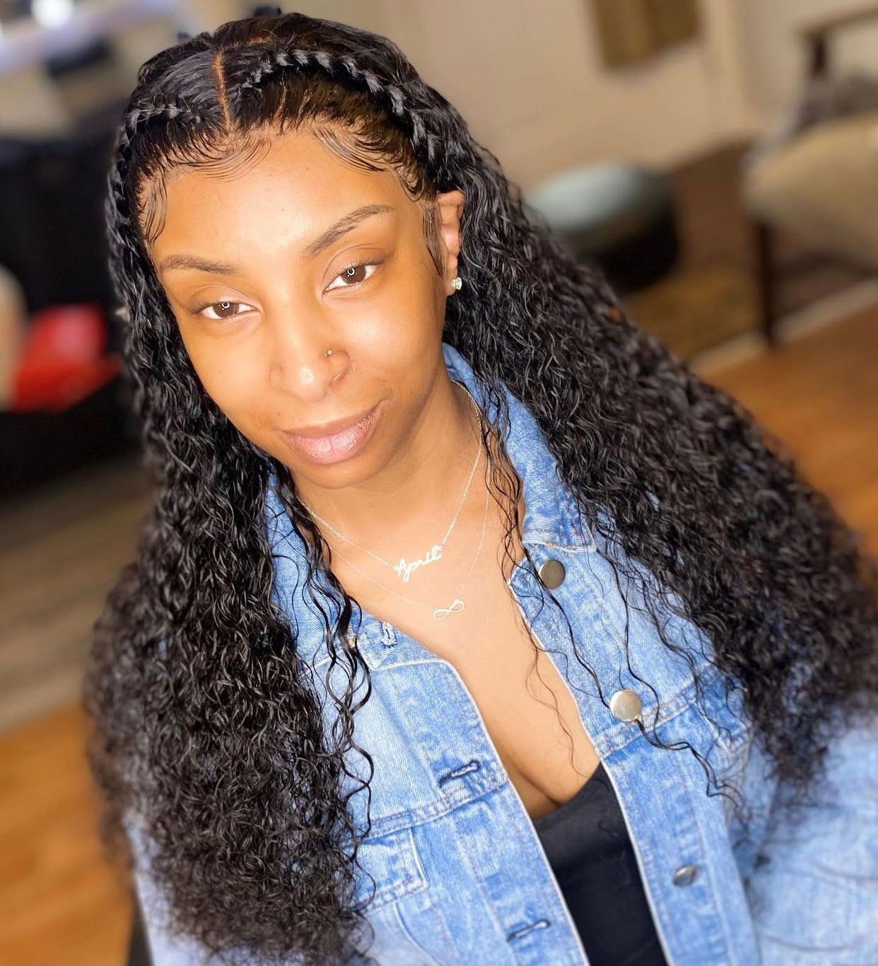 Chic Braided Front Wet and Wavy Weave